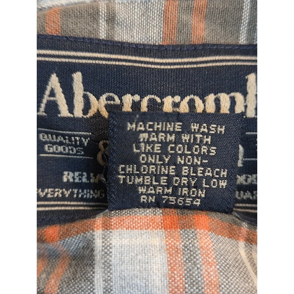 Abercrombie Y2k Men's L Shirt Long Sleeve Orange Brown Multi Check Retro Preppy‎